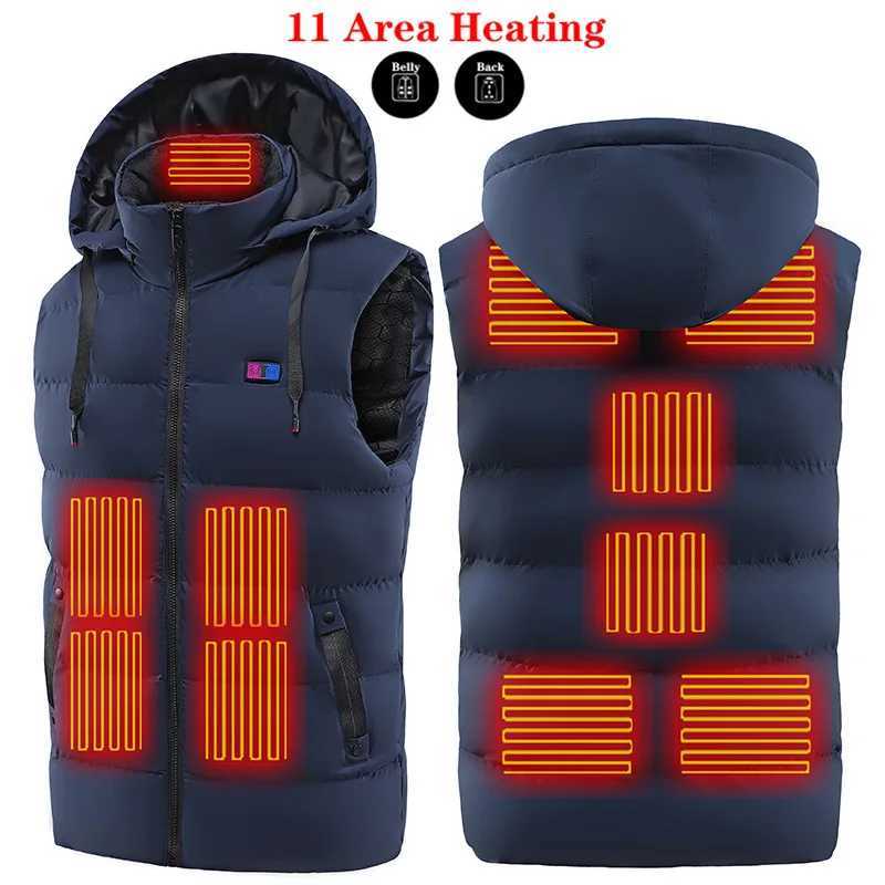 11PCS Usb Sport Hiking Winter Heating Vest Men Women Warm Heated Smart Jacket Graphene Heat Thermal Clothing Hoodied Plus Size H251017