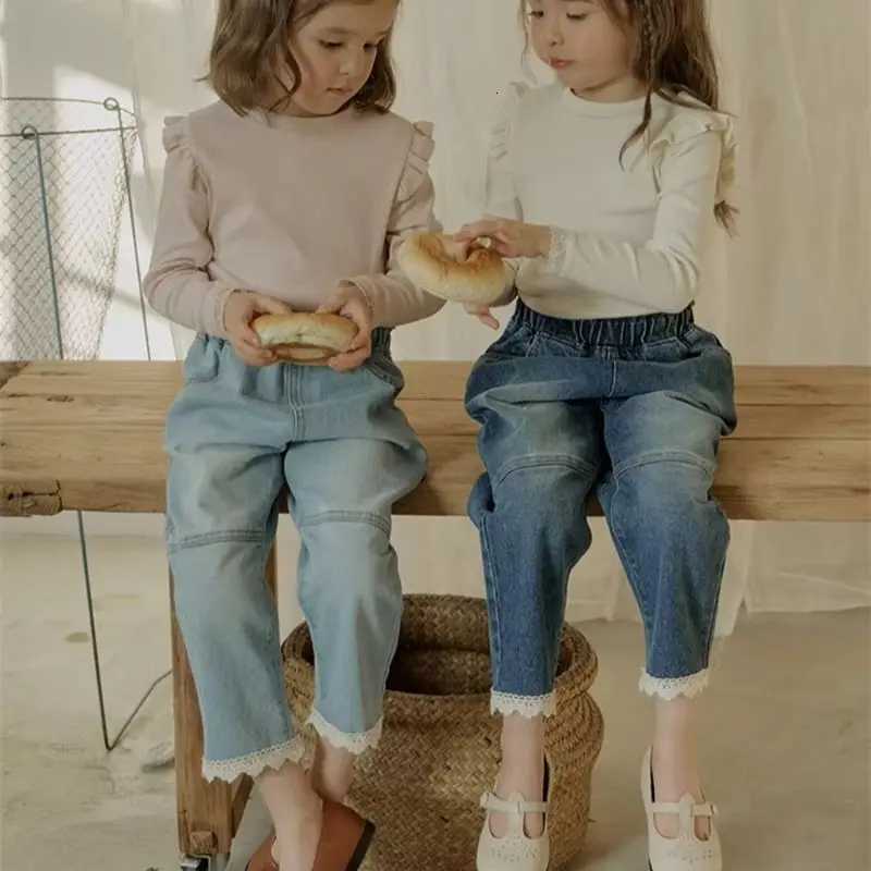 Spring Girl New Kids pants Fashion Childrens Clothes straight jeans Mother Kids loose casual denim TrousersT251017