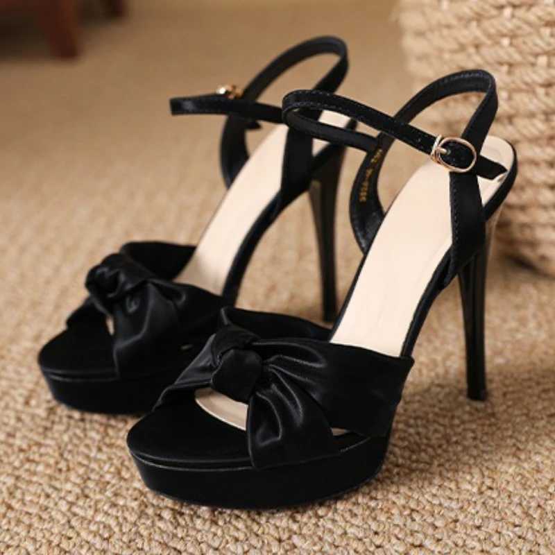 Elegant Pointed Toe Bow Platform Sandals Women Super High Heel Ankle Strap Buckle Brand Designer Shoes Sexy Open Toe Dress Shoes Z251015