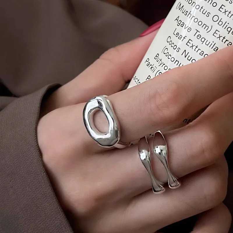 Stainless Steel Simple Hollow Rings for Women Geometric Fashion Smiple Open Handmade Allergy Party Jewelry Gifts 2023 NewW251017