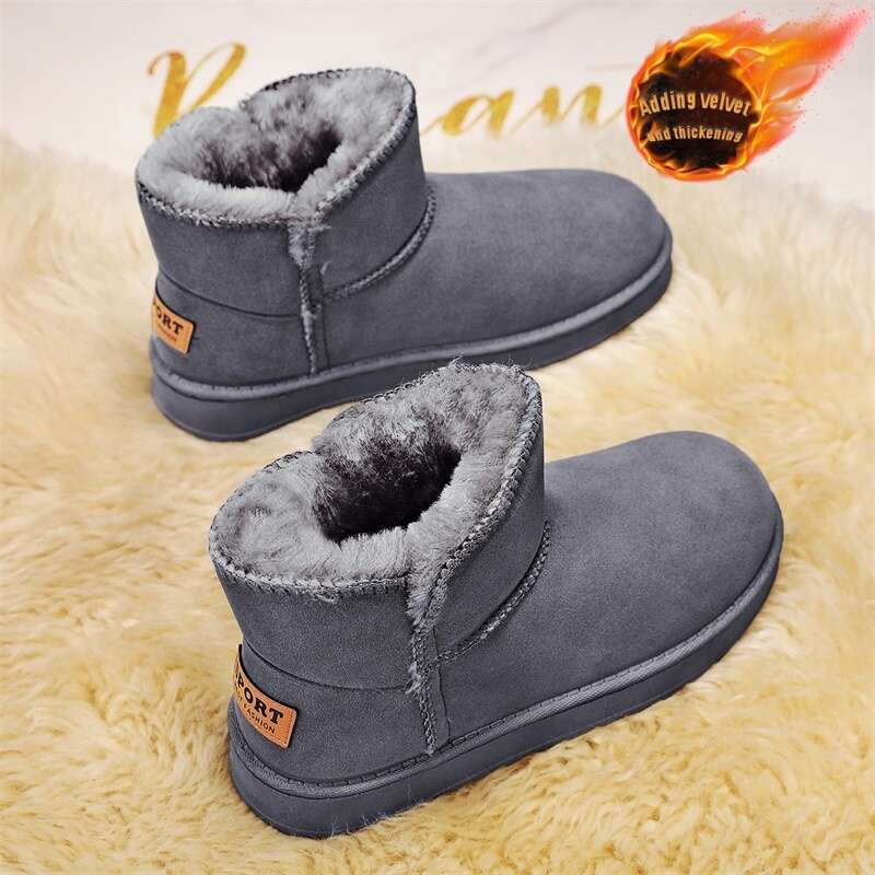 Men's Women's Warm Slip-Resistant Thick-Soled Snow Heavy-Duty Rubber Sole, Round Toe Short Ankle Boots With Faux Cover Upper, All-Terrain Tr