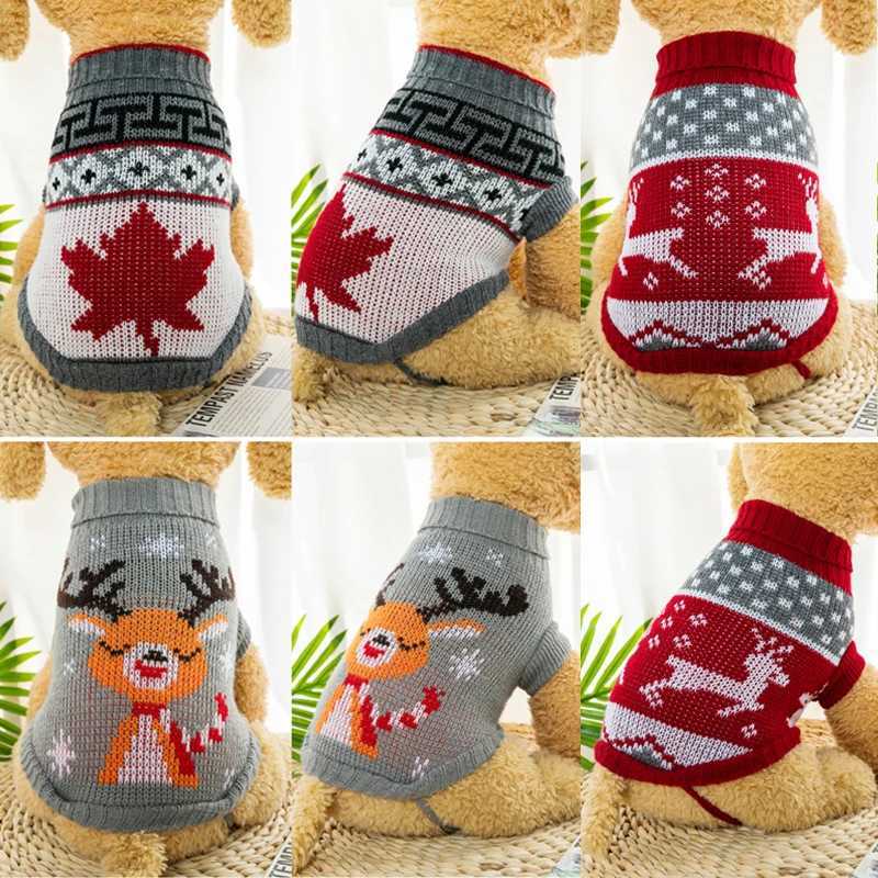 Winter Warm Dog Sweater For Small Dogs Cartoon Pet Clothes Knitted Puppy Cat Pullover Christmas Style Chihuahua Bulldogs CoatW251017