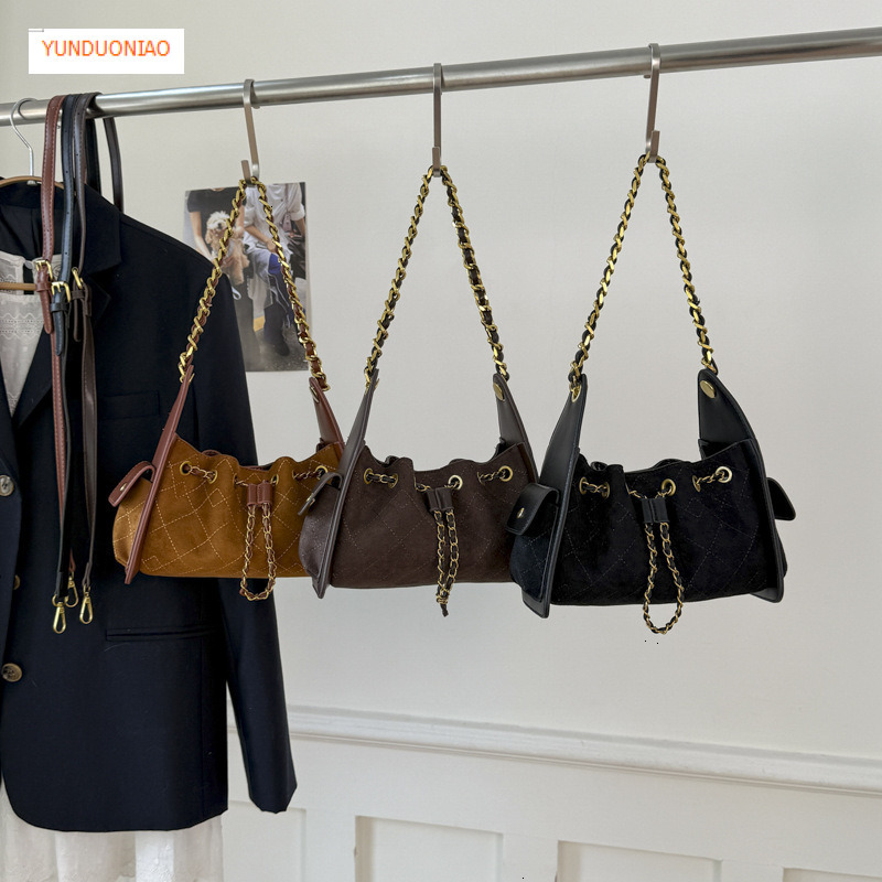 New minimalist style designer bag with suede texture luxury handbag underarm bag new fashionable women's crossbody bag