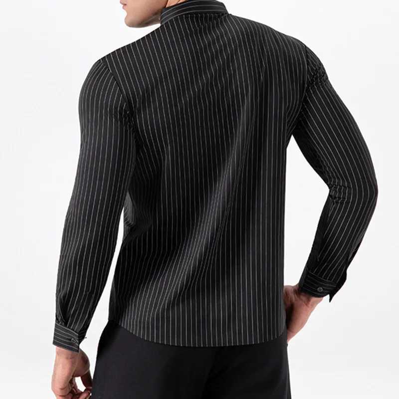 New Stylish Mens Striped Shirt Long Sleeve Business Casual High Elasticity Spring Autumn Seamless Easycare Soft Man Clothing J251017