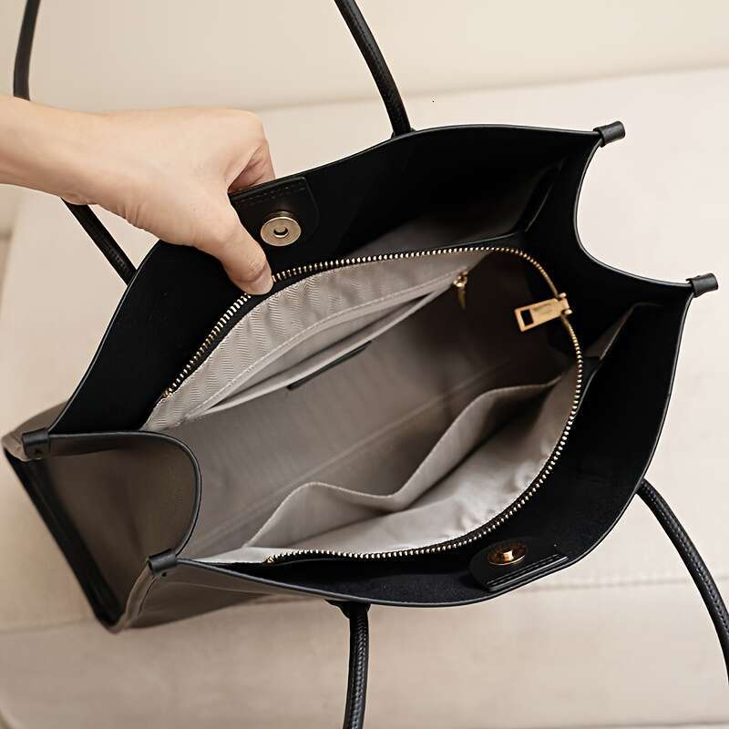 Women Genuine Tote Large Capacity Tablet Friendly Work With Zipper Closure, Soft Durable Nappa Leather Polyester Lining, Beige/Brown/Black Elegant And