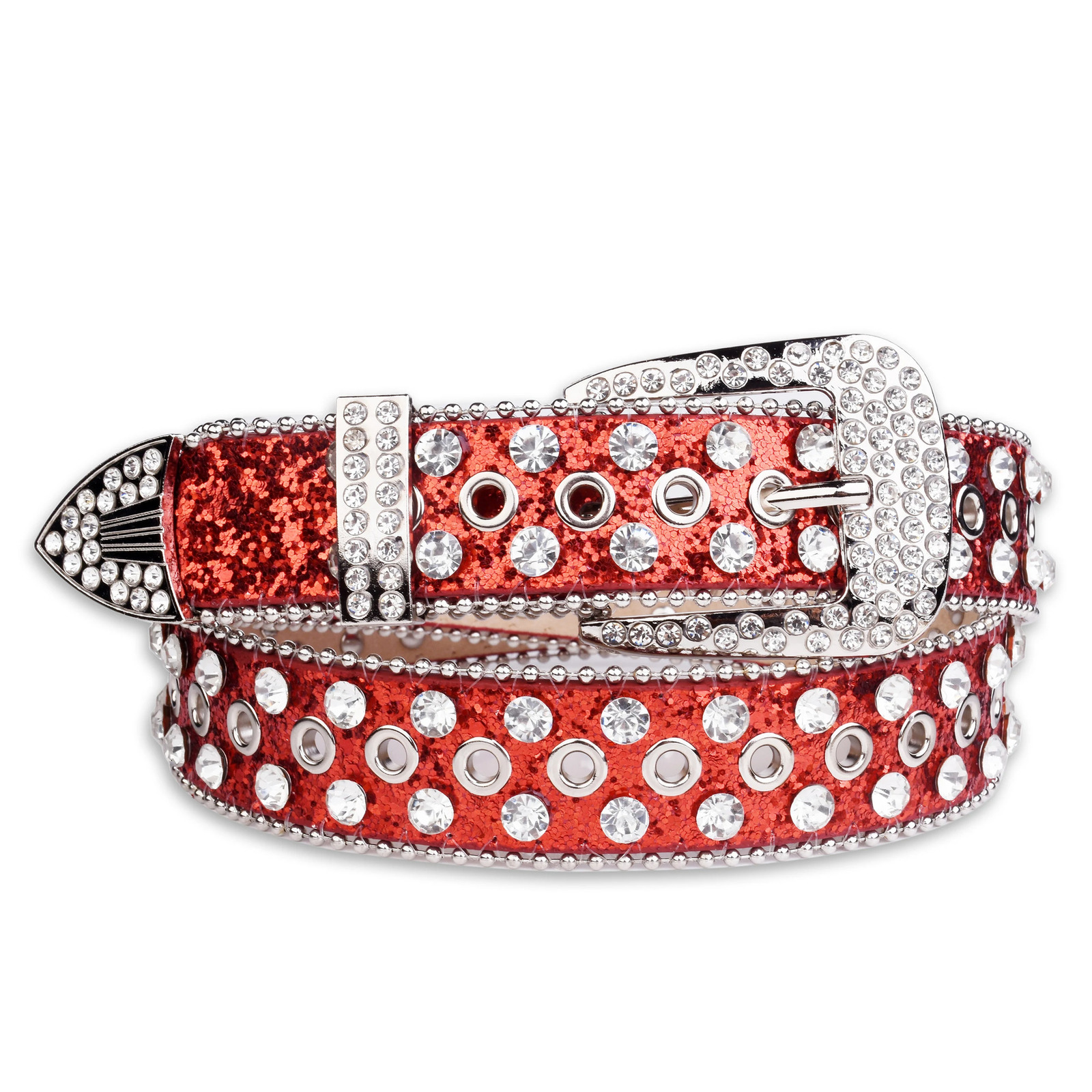 Silvery Sparkly Rhinestone Belt Y2K Beads Decor Sequin Belt Punk Western Cowboy Cowgirl Belt Jeans Pants Belt Decorative PU Belt 251010