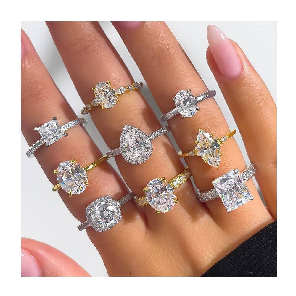 Wholesale Engagement Femme En or Bijoux Homme Radiant Moissanite Diamond 925 Silver Rings Jewelry Manufacturer Custom Jewelry