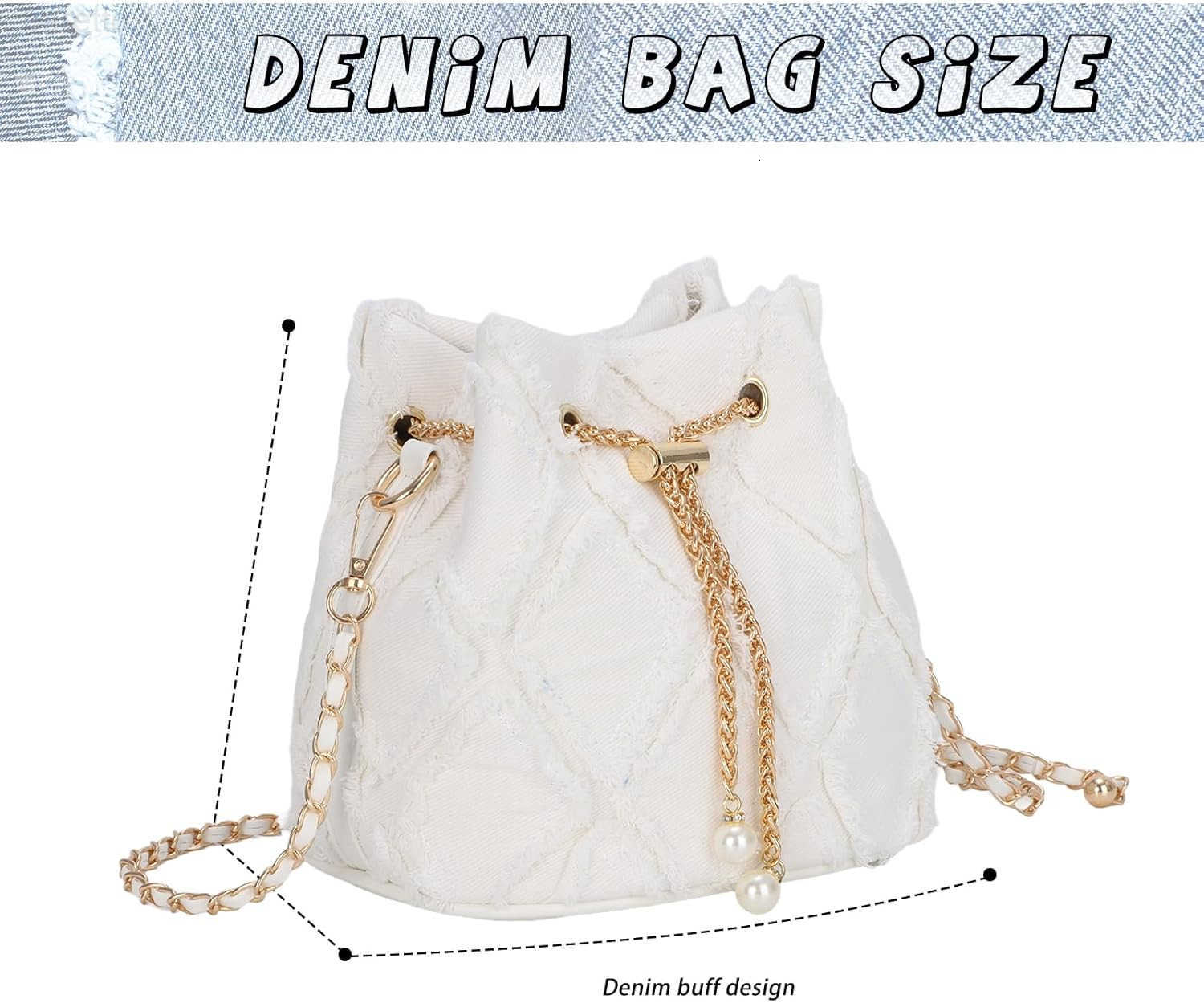 Small Denim Bucket Bag for Women Jean Purse Crossbody Bags Denim Tote Handbag Z251017
