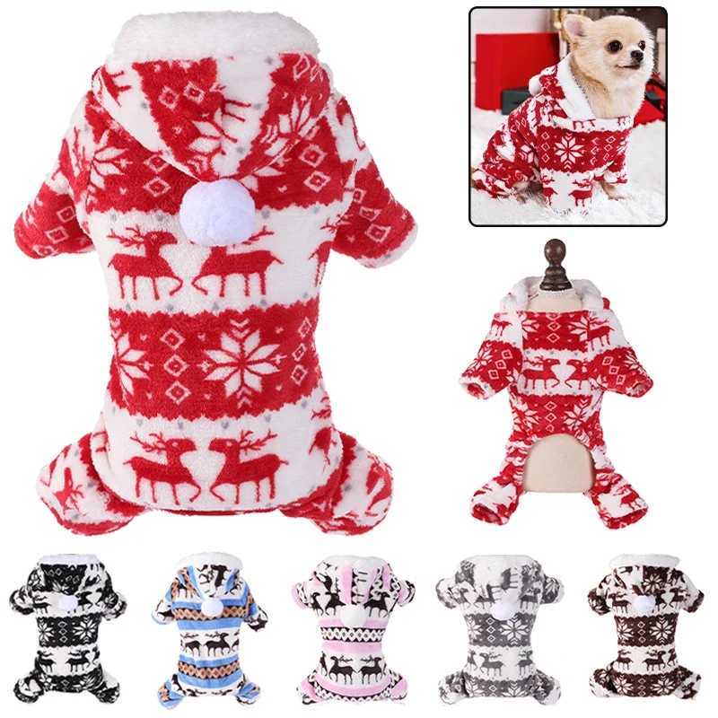 Winter Dog Christmas Jumpsuit Clothes Warm Plush Pet Pajamas for Small Medium Dogs Cats Overalls Puppy York Chihuahua OnesiesW251017
