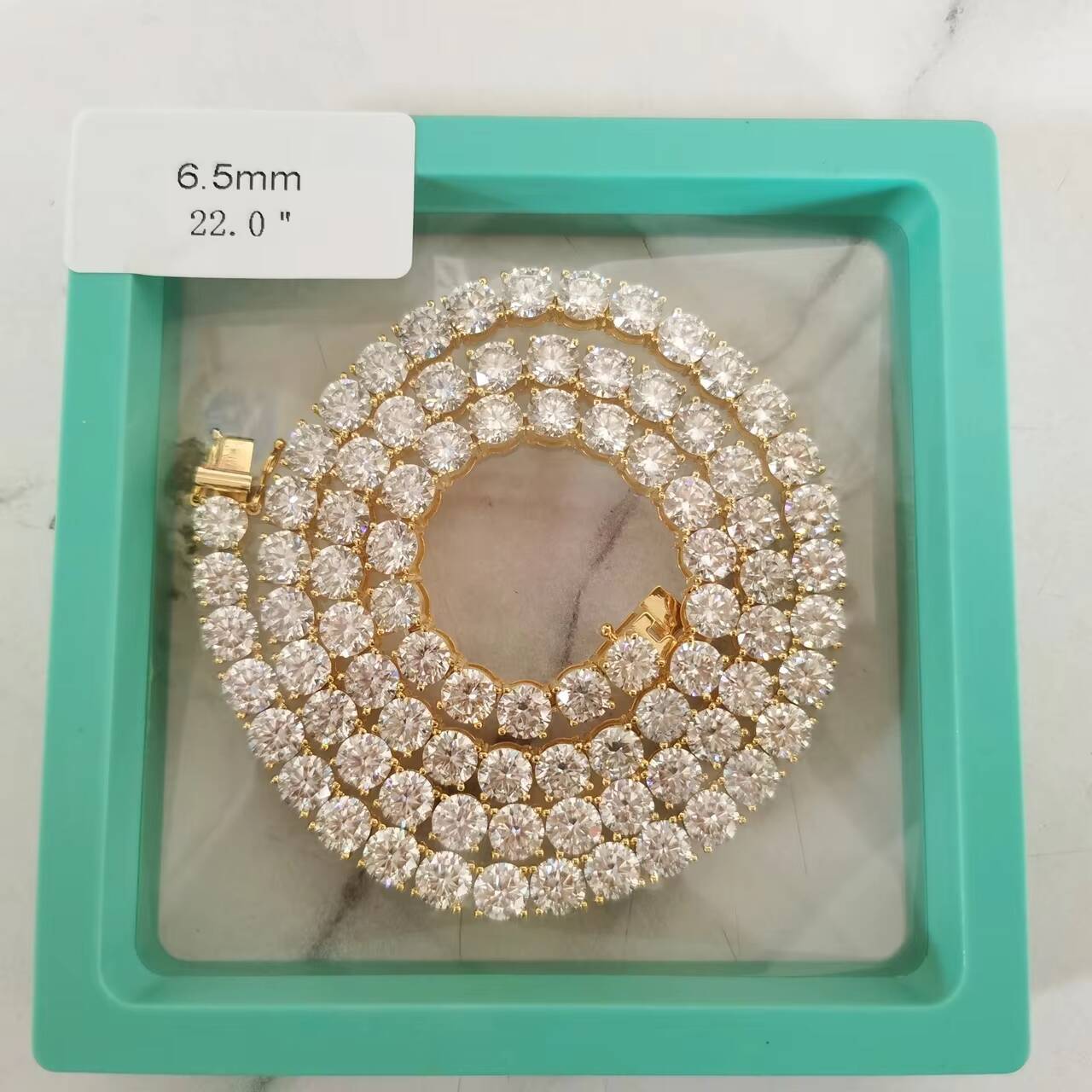 GRA Certified HipHop 925 Sterling Silver 65mm Canary Yellow Moissanite 16in 18in 20in 22in 24in Choker Tennis Chain Necklace