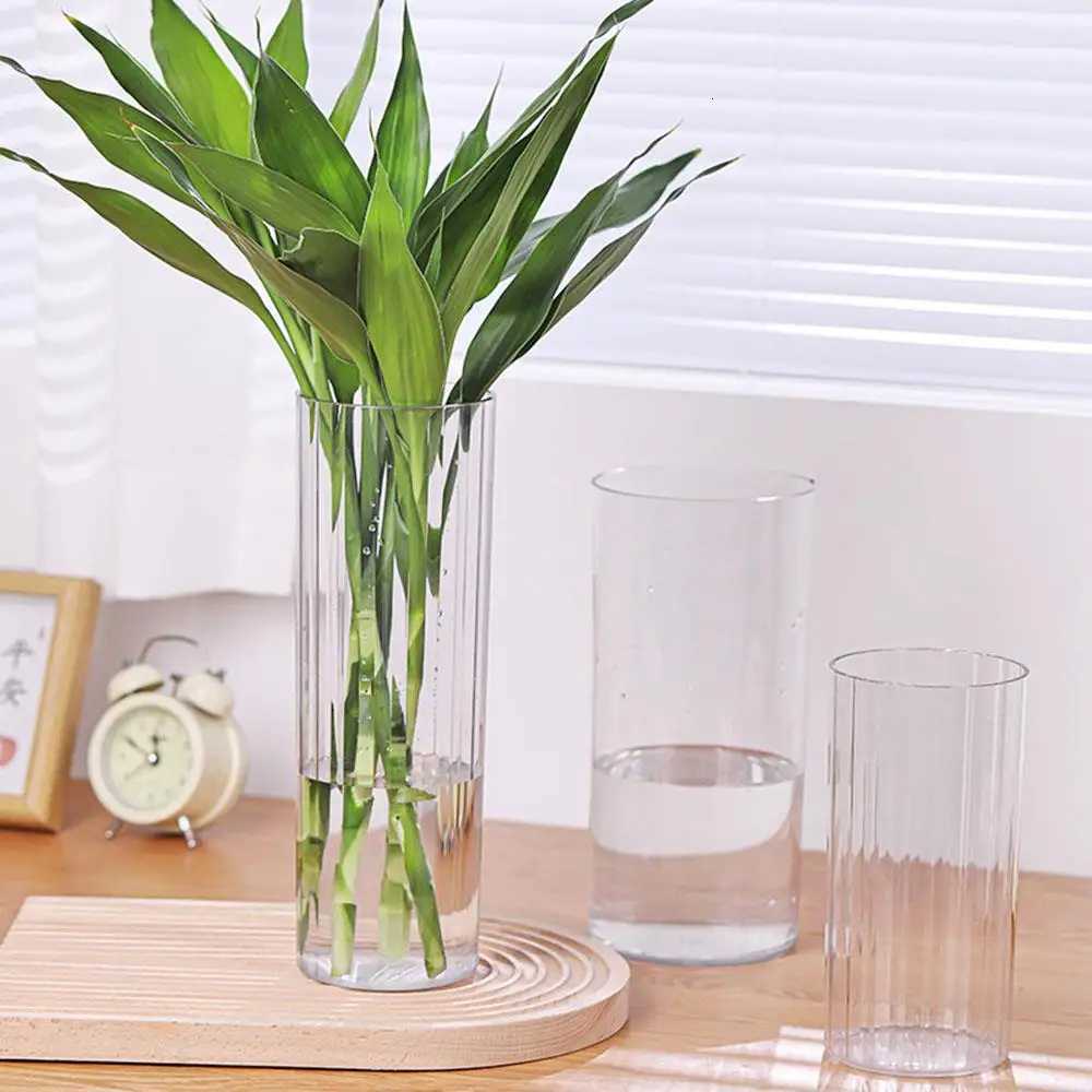 1Pcs Unbreakable Hurricane Tall Large Plastic Vases For Wedding Centerpieces Hydroponic Decor Transparent Cylinder Flower Vase C251017