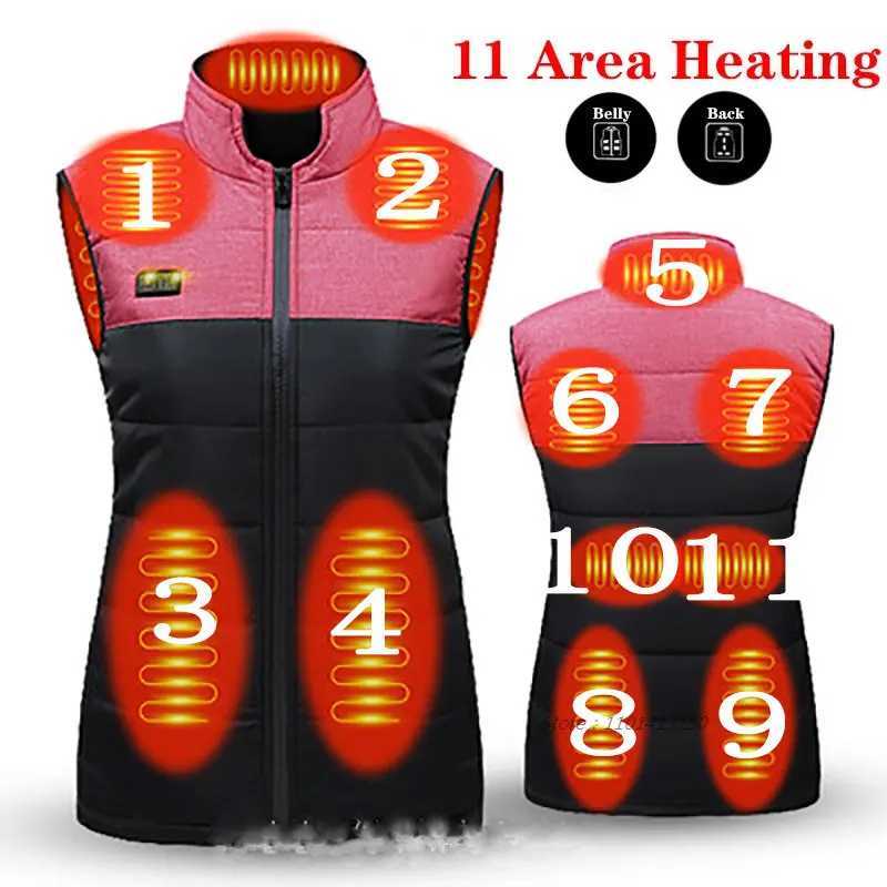 11 Area Electric Vest Heated Body Warmer Men Electric Heated Warm Vest USB Charging Washable Women Winter Outdoor Camping Jacket H251017