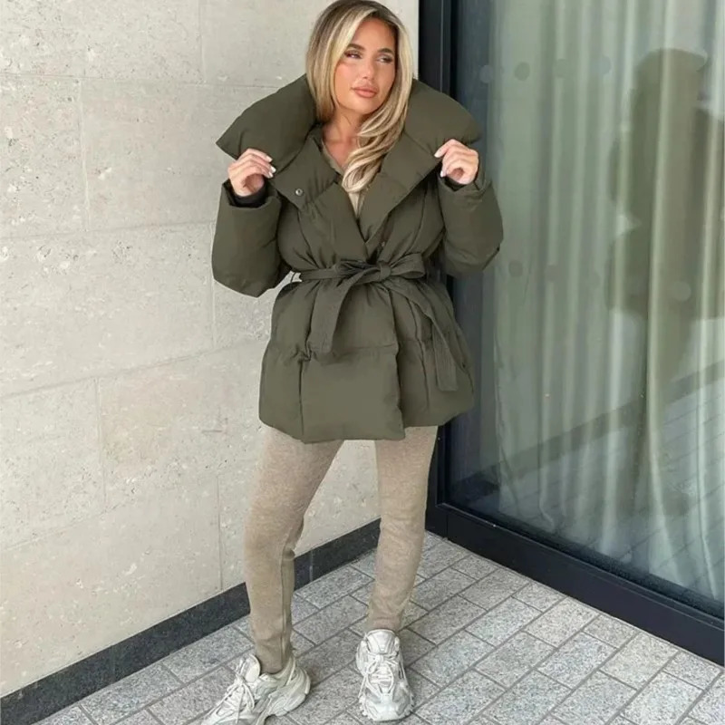 Autumn Winter Warm Cotton Jacket Women 2025 Fashion Loose Casual Cotton Coat StandUp Collar Pure Colour Outerwear Female 251017