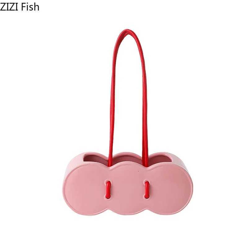 Creative Handbag Shape Ceramic Vase Handheld Flower Basket Table Decoration Flowers Arrangement Floral Vase Room Aesthetic Decor C251017