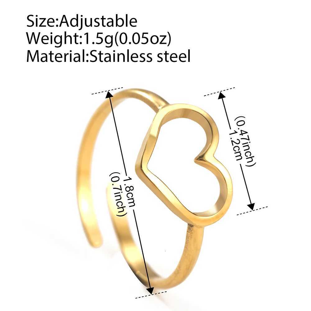 DOTIFI Stainless Steel Gold Color Open adjustable ring Cute Heart Rings For Women Aesthetic Wedding Jewelry Anniversary GiftW251017