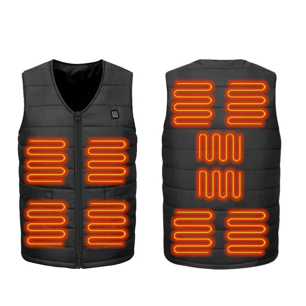 2023 10 Heated Vest Zones Electric Heated Jackets Men Women Outdoor Heated Coat Winter Warm Clothes Heated Vest Oversized 7XL H251017