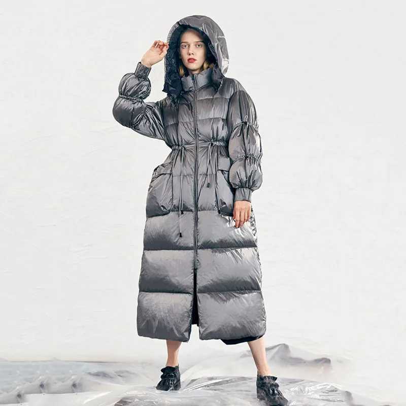 Overcoat HighQuality Hooded Women Down Jacket 2025 New Winter 90 White Duck Down Warm Loose Waterproof Womens Down Jacket H671 W251016