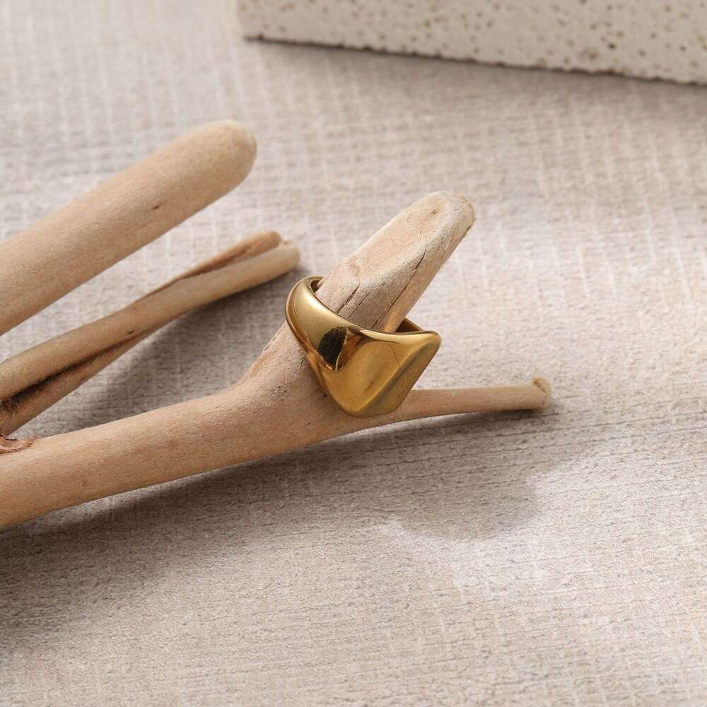 Stainless Steel Ins Style Trendy Design Irregular Geometric Line Hollow Fashion Open Ring