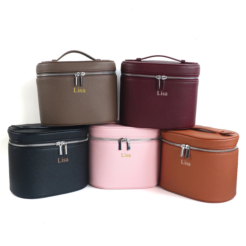 Largecapacity PU leather cosmetic box with internal storage box customizable names and letters travel portable cosmetic bag251011