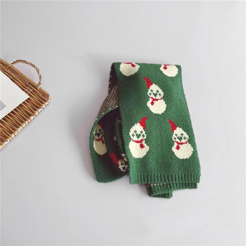 Korean Children's Autumn Winter Scarf New Style Knitted Neck Warmer Boys and Girls Christmas Jacquard Red