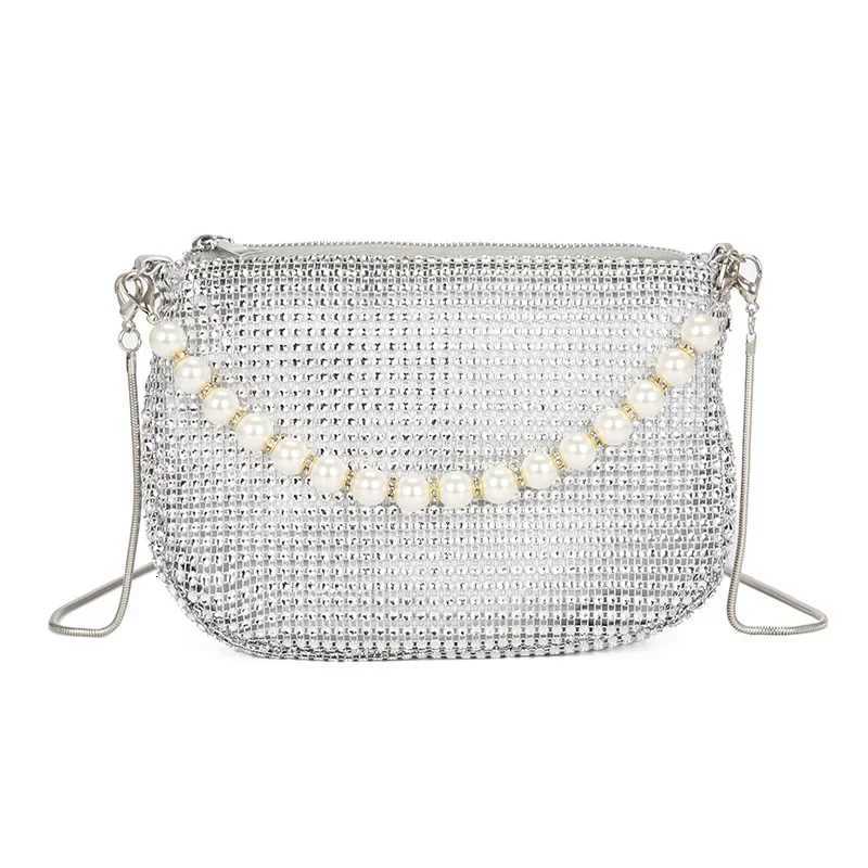 Rhinestone Evening Tote Bag Purses for Women Shiny Pearl Dinner Party Wedding Handbag Designer Female Bucket Bag Shoulder Bag Z251017