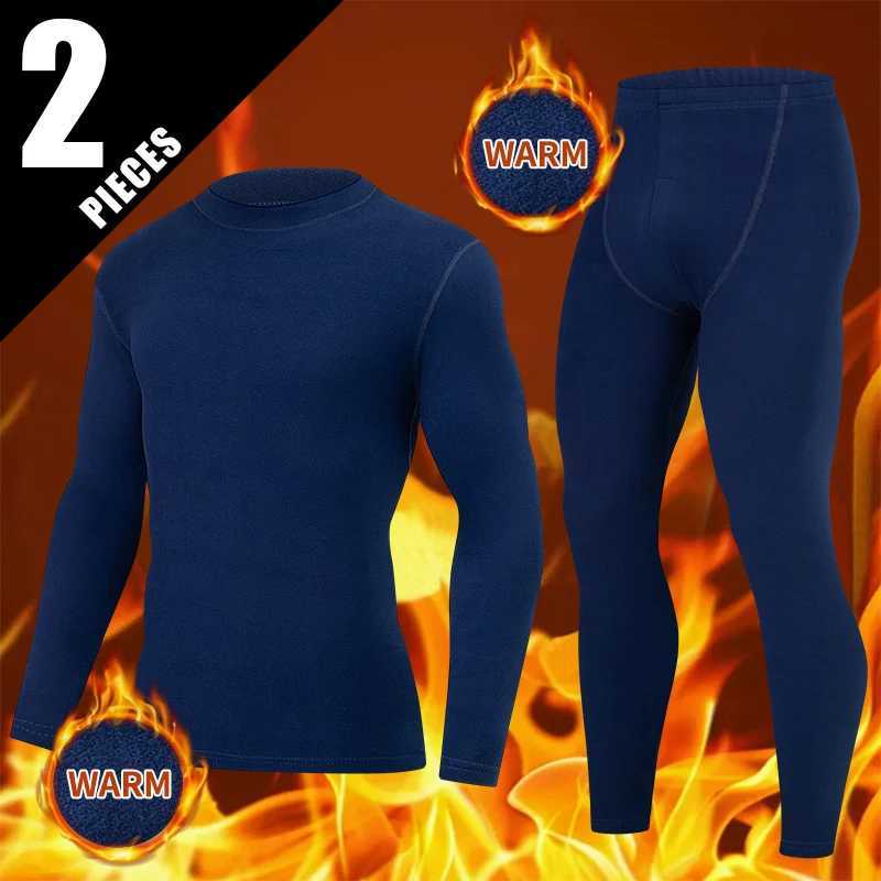 2piece AutumnWinter Mens High Neck Fashion Solid Color Warm Underwear Set Thickened Large Half High Neck Top Tshirt Warm Pants H251017