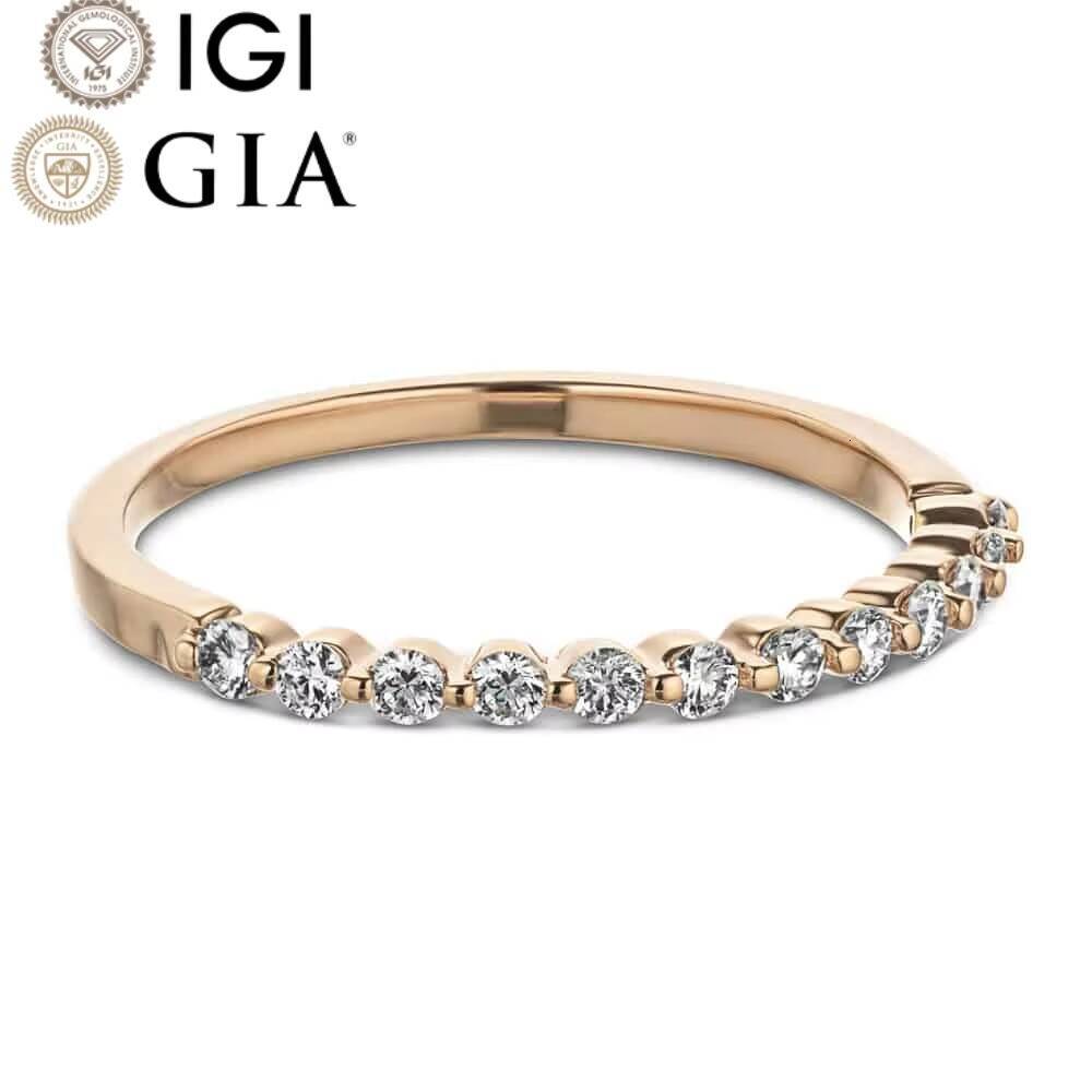 Custom Gia Igi Certified Vvs Cvd Lab Grown Created Diamond 10k 14k 18k Solid Gold Half Eternity Wedding Band Ring for Women Man
