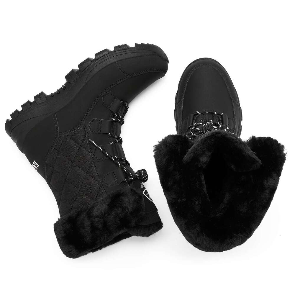 With Laces Warmth, Suitable Wear In Winter, Fit Women Plus Size Faux Fur Wide Width Fleece Snow Boots For Women, Cold Weather Gear, Laceup Boots, Clas