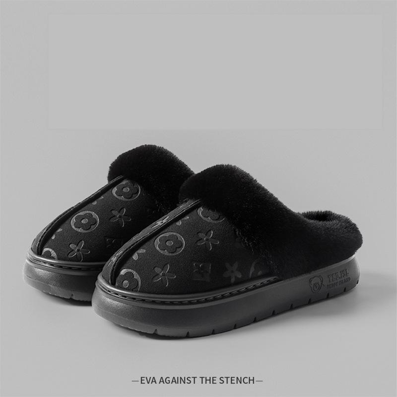 Winter New Home Shoes Fleece Lined Warm Thick Sole Outdoor Indoor Fashion Cotton Slippers