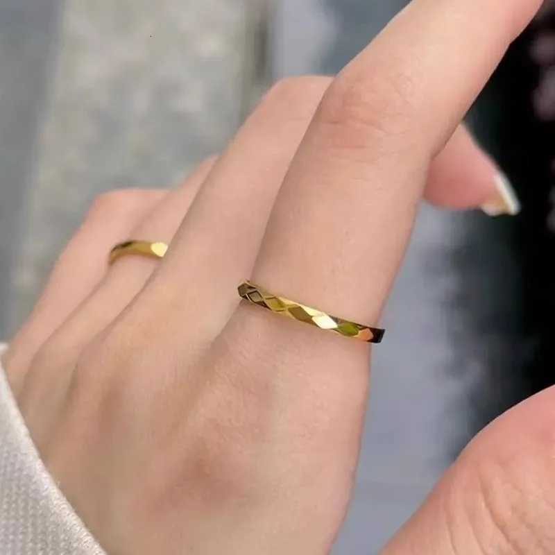 2mm Thin Stackable Ring Stainless Steel MultiFaceted Wedding Band for Women Girl Size 510W251017