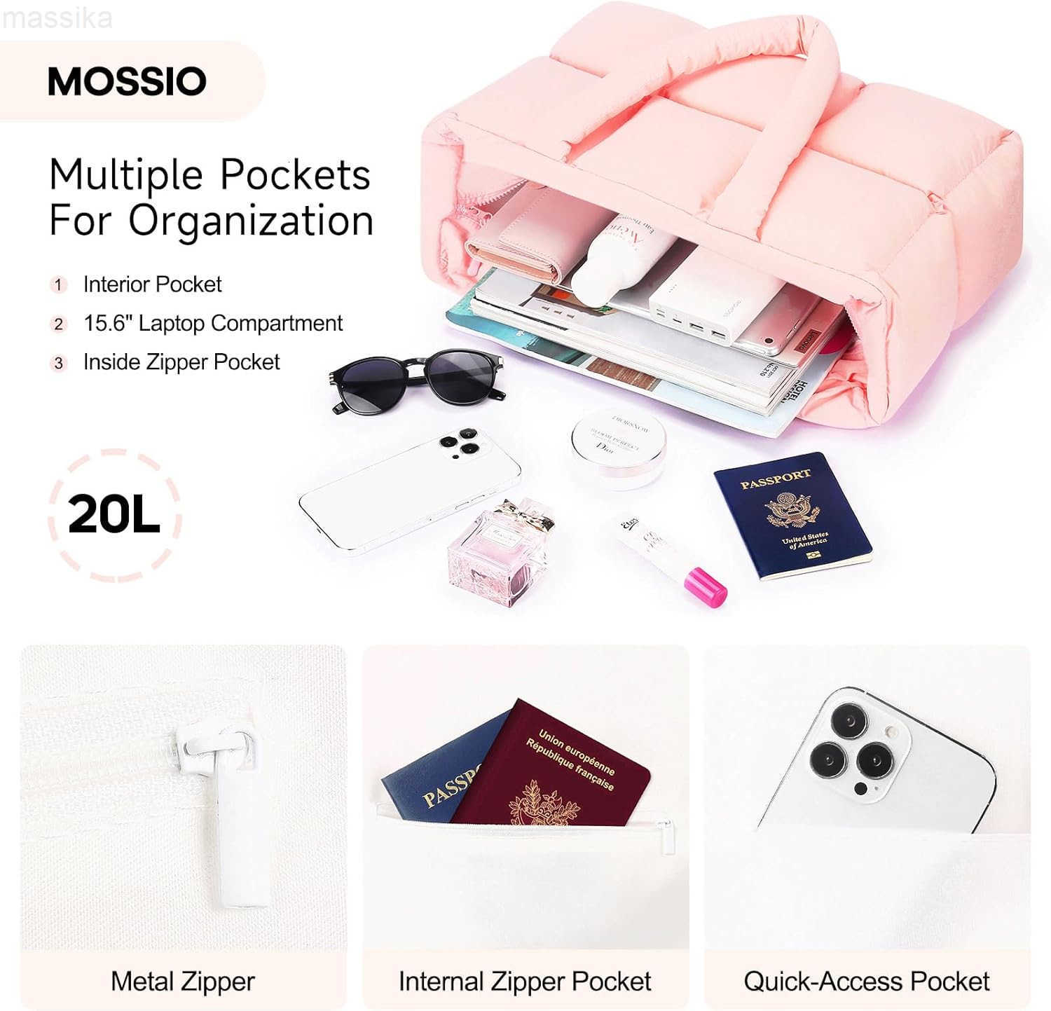 Travel Puffer Tote Bag for Women Large Quilted Shoulder Bag Handbag Puffy Weekender Overnight Bag for Shop Work Gym M251017