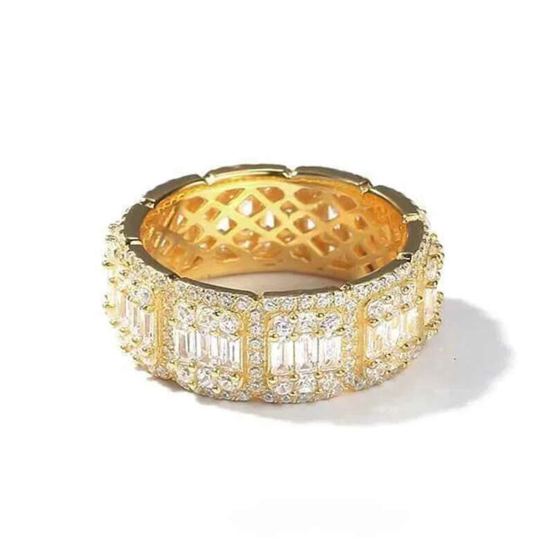 Aaa Gems Men's Baguette Dia Band Ring Real Vvs Wedding Iced Out Moissanite