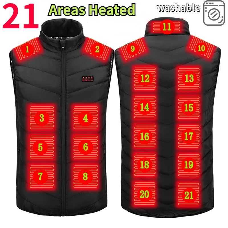 21 Areas Intelligent Electric Heating Vest Mens Winter Warm Jacket Usb Dual Control Infrared Heating Suit Casual Men Vest Coat H251017