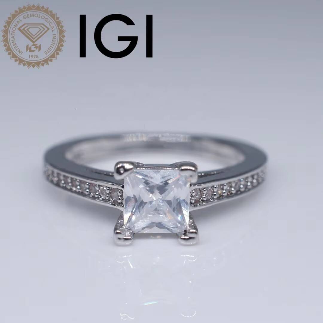 Speedin Fine Jewelry 18k White Gold Engagement Ring Princess Cut Lab Grown Diamond Ring on Sale