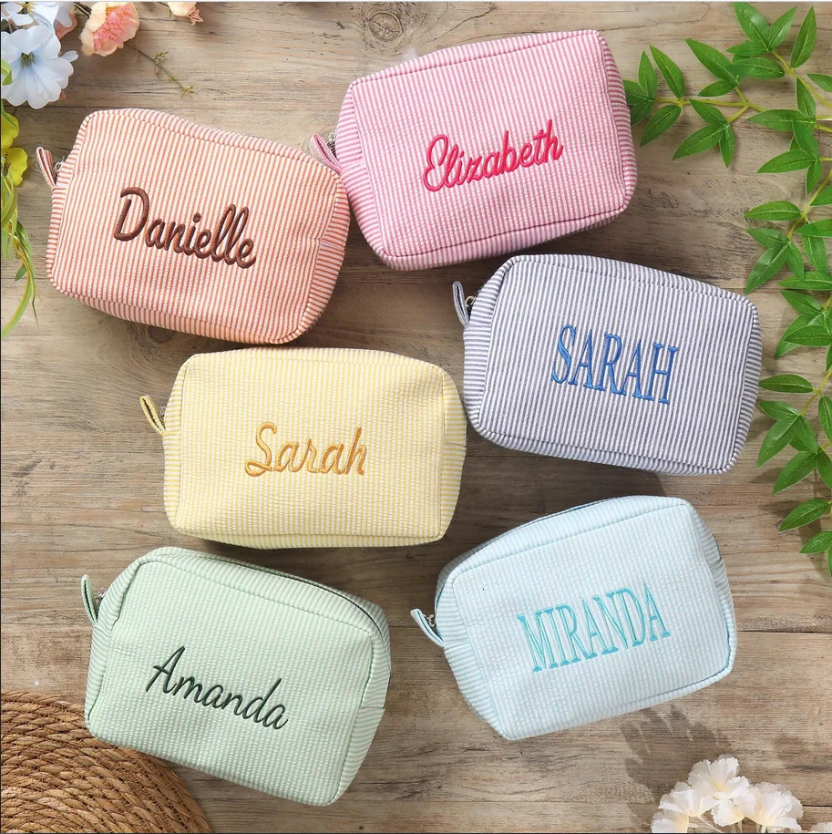 Personalized Name Makeup Bag Custom Embroide Gift Toiletry Bag Bridesmaid Gifts Storage Bag 2025 Cosmetic Bag251011