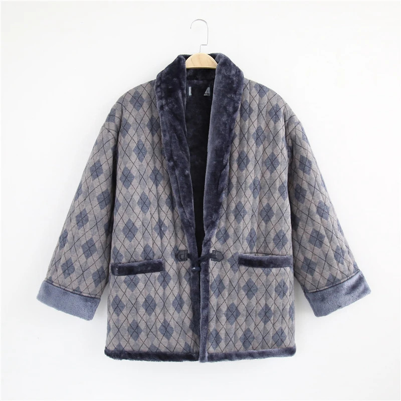 mens kimono Japanesestyle cottonpadded semiwrapped button warm home clothing jacket Autumn and winter Comfort and warmth 251017