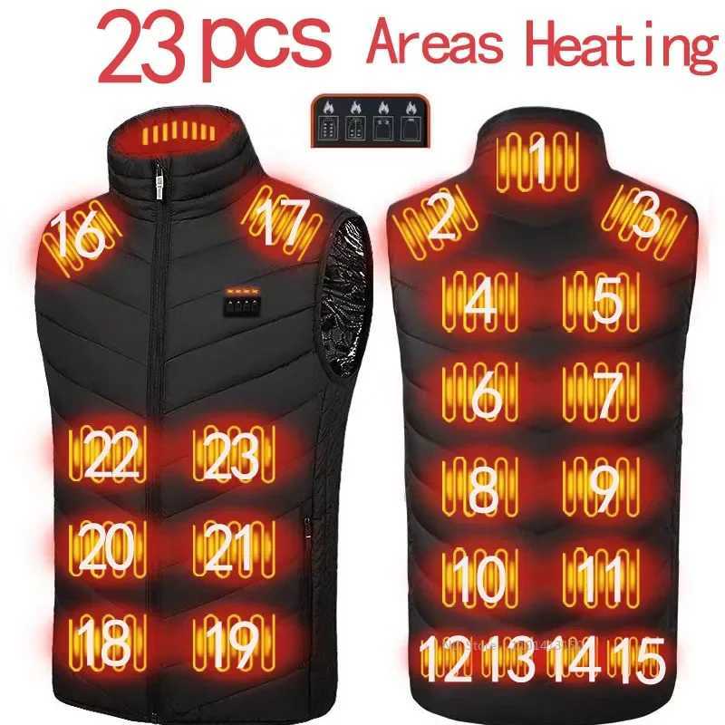 23PCS Heated Jacket Fashion Men Women Coat Intelligent USB Electric Heating Thermal Warm Clothes Winter Heated Vest Plussize H251017