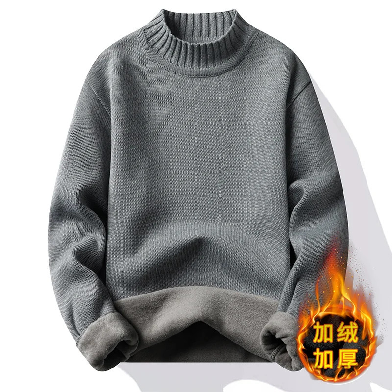 Mens Winter Fleece Pullover Knit Sweater Wool Plus Velvet Clothing Thick Warm Oneck Jumpers Fashion Y2K Knitwear 251017