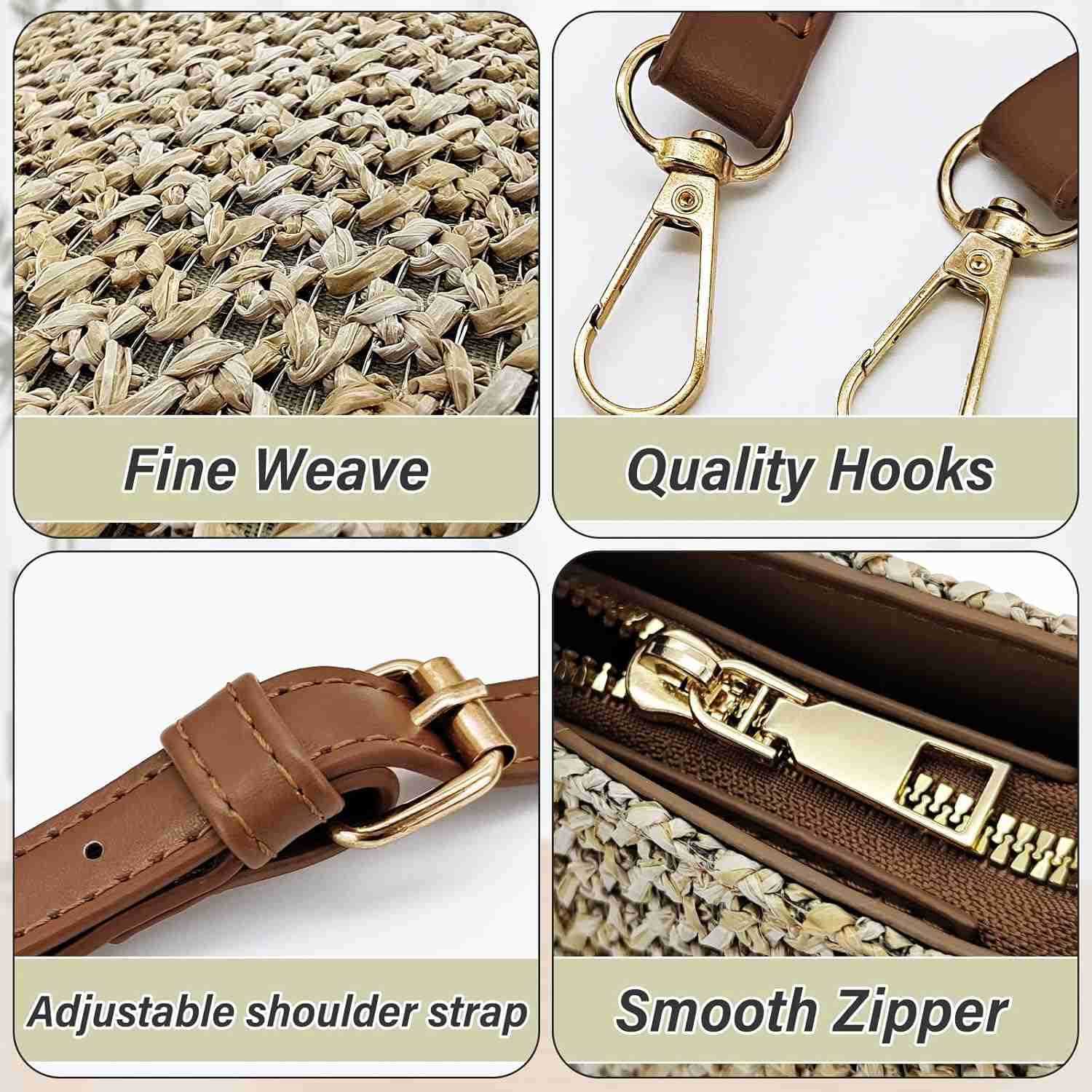 Straw Crossbody Bags for Women Fashion Rattan Shoulder Bag Boho Woven Bag Summer Straw Clutch Purse for Vacation Z251017