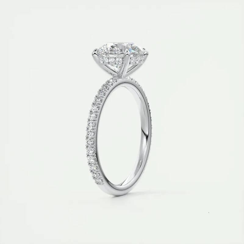 Classic designer Moissanite ring 925 Sterling Sliver Engagement Wedding Promise Ring 8mm 2 Ct Round D-E Finger Rings for Women Fine Jewelry
