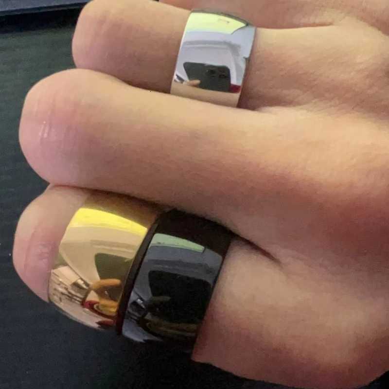 HNSP 12MM Wide Stainless Steel Smooth Ring For Men Punk Jewelry Finger Accessories MaleW251017