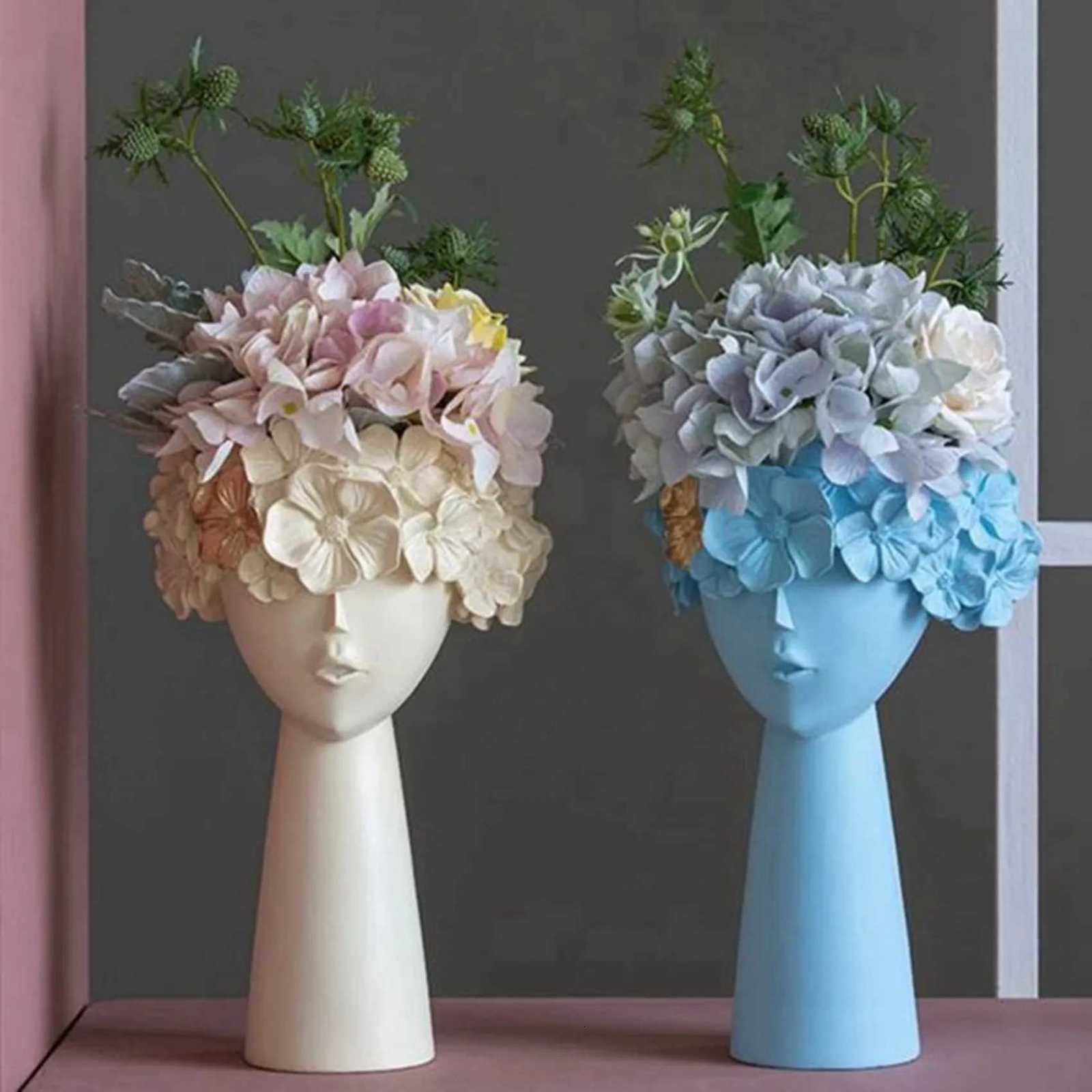 ABKLNordic Home Decoration Resin Vase Statue Sculpture Makeup Brush Holder Storage Box Creative Flower Pot Art Supplies C251017