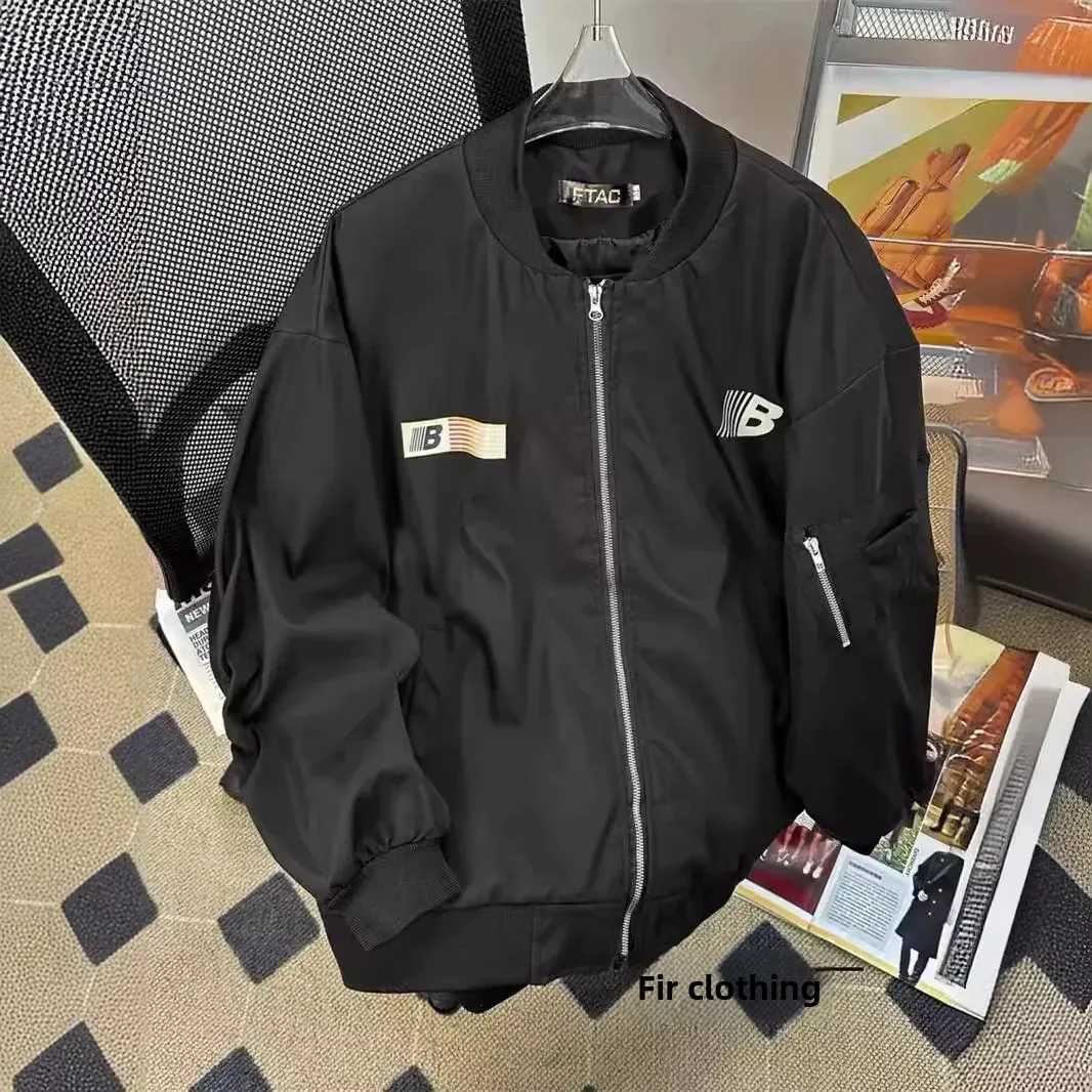 American Retro Oversize Zipper Jacket Mens Spring Hot Sale Of The Season Loose Baseball Flight Suit Jacket round Neck Full Slee J251017