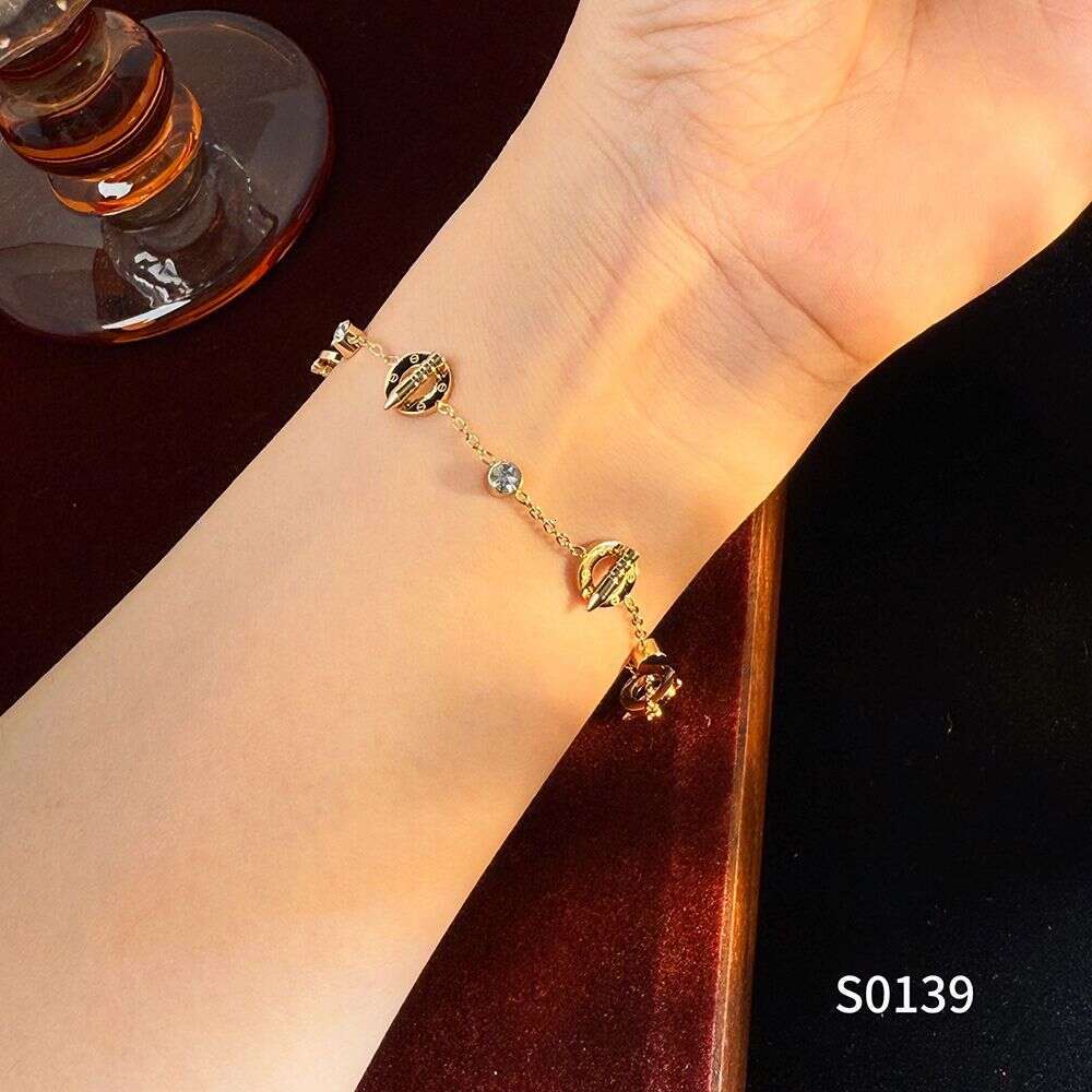 Vacuum Electroplated Titanium Steel Micro-inlaid Classic Kia Nail Ins Niche Light Bracelet