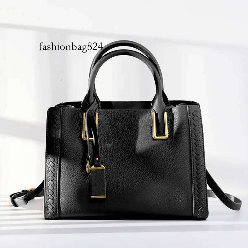 Limited Simple Classic Natural Cow Leather Women's Handbag Designer Large Tote Business Commuter Ladies Shoulder Bag