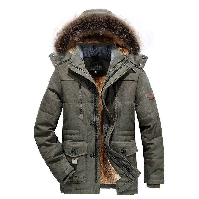 Men Male White Down Cotton Jacket Hooded Outdoor Thick Warm Padded Snow Coat Oversized Plus Size Degree Winter Parkas