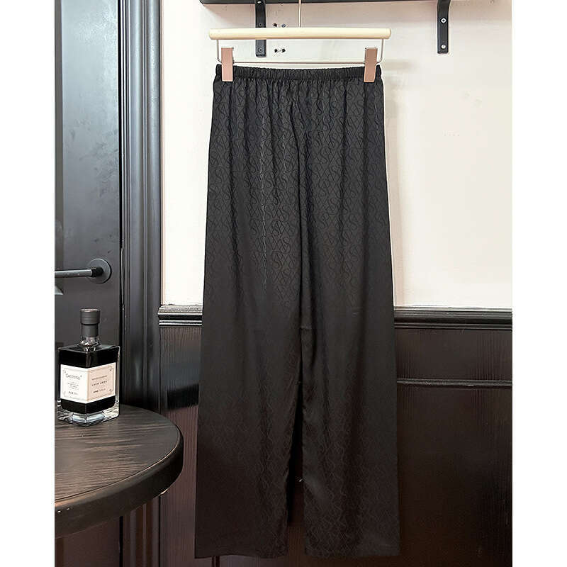 Jacquard V Black Light Luxury High-end Style Women's Pajamas Autumn Winter Long Sleeve Ice Silk Comfortable Homewear Set