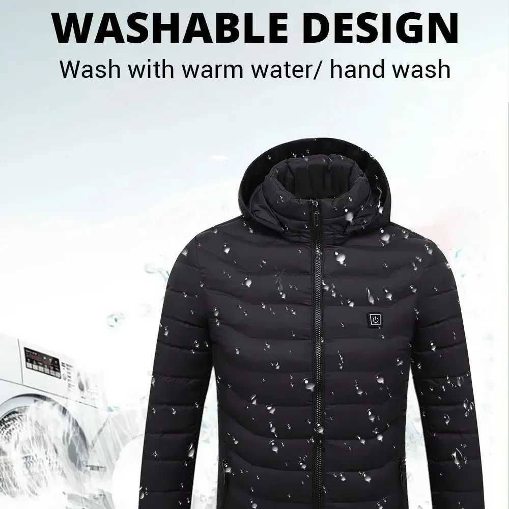 Heated Jacket Men Women USB Self Heated Clothing Washed Cotton Warm Coats Winter Thermal Skiing Camping Hiking Jacket 221 Areas H251017 T8WB