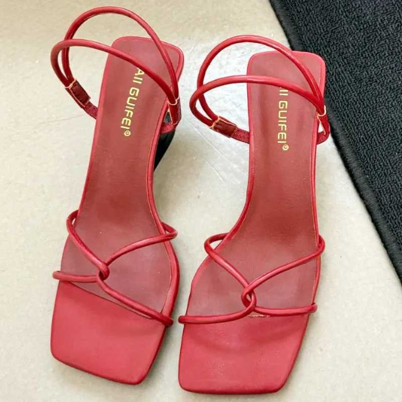 Cross Tied Square Toe Women Sandals Fashion Wedges Open Toe High Heel Shoes for Woman Concise Comfortable Nonslip Roman Shoes Z251015