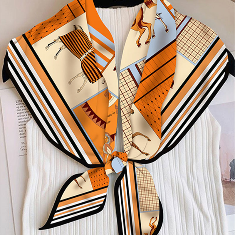 Soft Twill Satin Triangle Scarf Fashion Versatile For Daily Outfit Travel Party Office